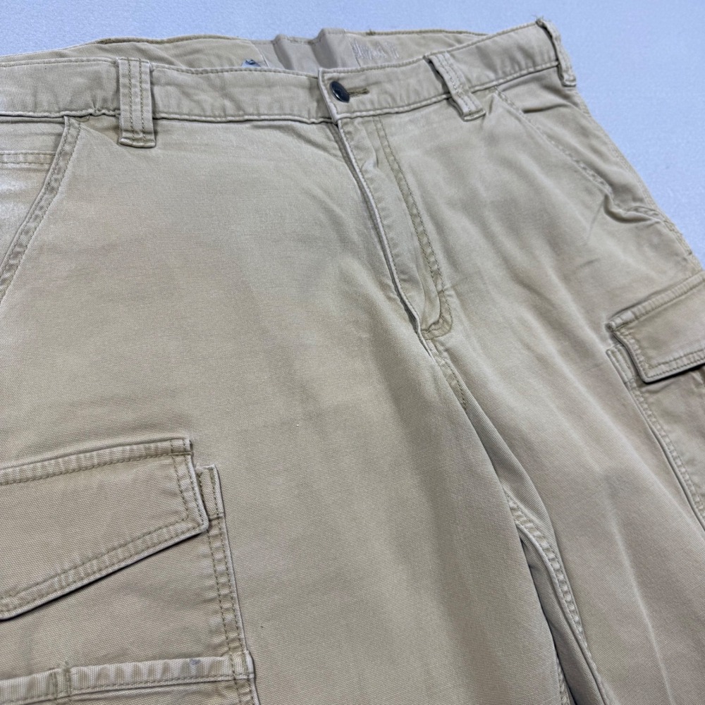 Carhartt Mens Tan Relaxed Fit Cargo Shorts Khaki Cotton Stretch Utility 36